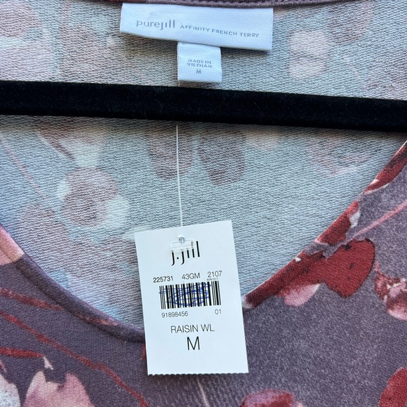PURE JILL Affinity French Terry Floral Raisin Dress Women’s Medium NWT NEW - Picture 5 of 11
